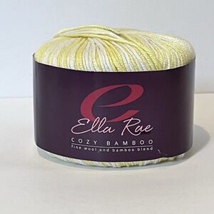 Ella Rae Cozy Bamboo Yarn Wool 1.76 oz, 50g, 104‎ yds - #105 Pastel Yellow White